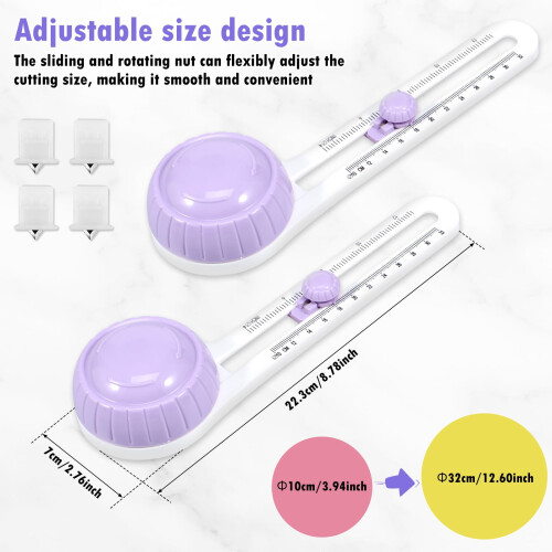 Circular Paper Cutter with 4 Adjustable Heads 2 pcs 1