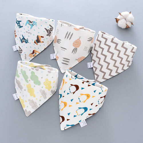 Cartoon Baby Bandana Bibs Double-Layer 5-Pack 2