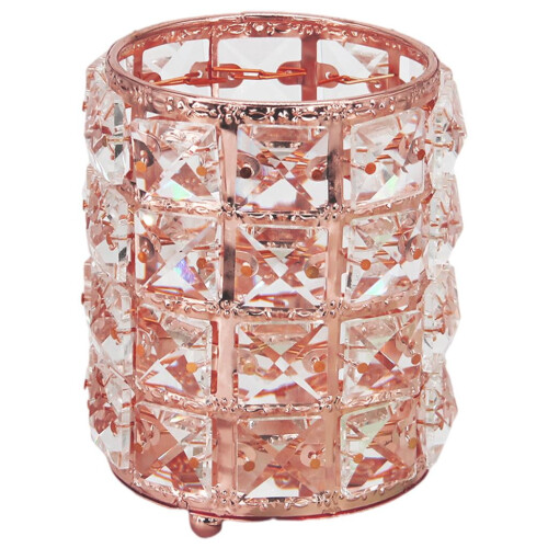 Rose Gold Crystal Vanity Holder for Comb Brushes Pens 2