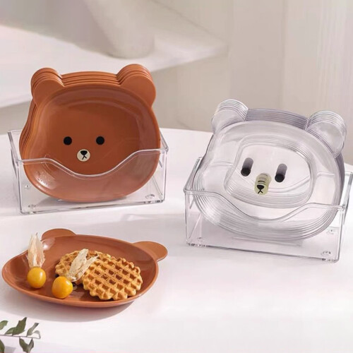 Pink Bear-Shaped Snack Plate Set 2 Pieces 2