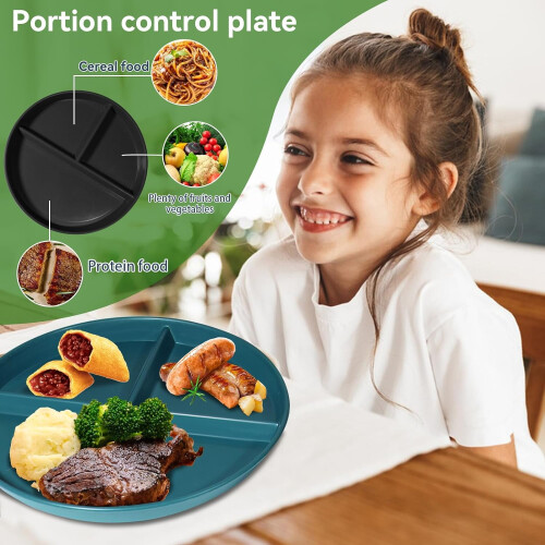 MGEZCOO 9-inch round divided plate 5 pcs 2