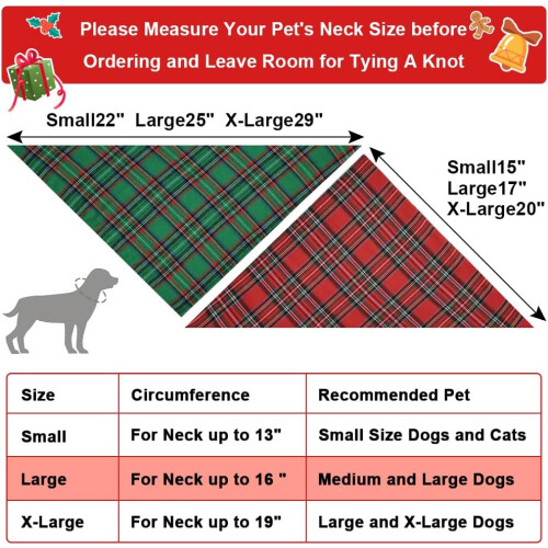 Dog Christmas Bandana Plaid Triangle 2 Pack Green 1