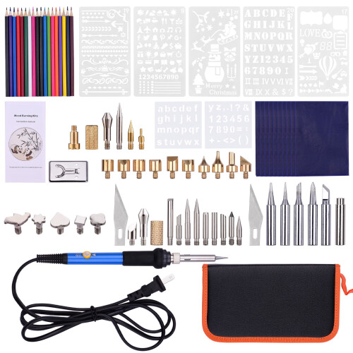 Meterk wood burning tool kit 79 pcs adjustable 200-450 1