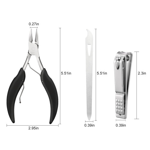 Roofei toenail clippers for thick ingrown nails, 3-piece 2