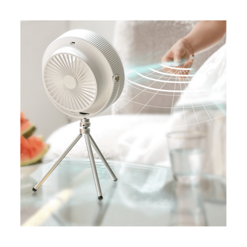 Camping Tent Fan with LED Light and Tripod Stand White 1
