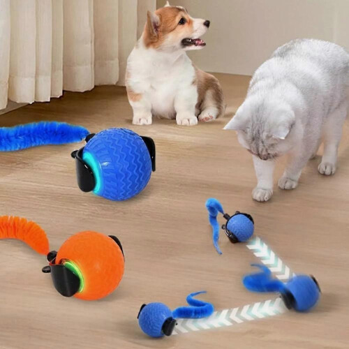 (blue) Interactive Rolling Cat Toy Ball, Self Rolling Dog Ball Interactive Cat Toys 2