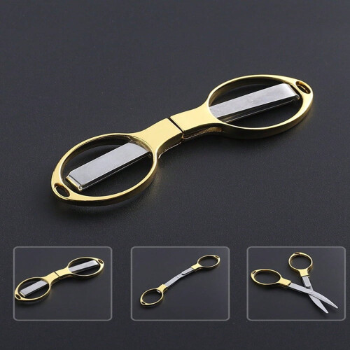 LOVEVER Metallic Stainless Steel Scissors Portable Foldable 2