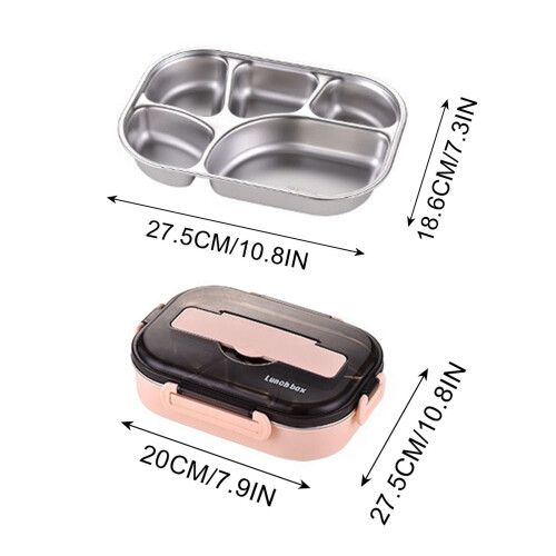 Stainless Steel Bento Box 5-Compartment 1300ml 2