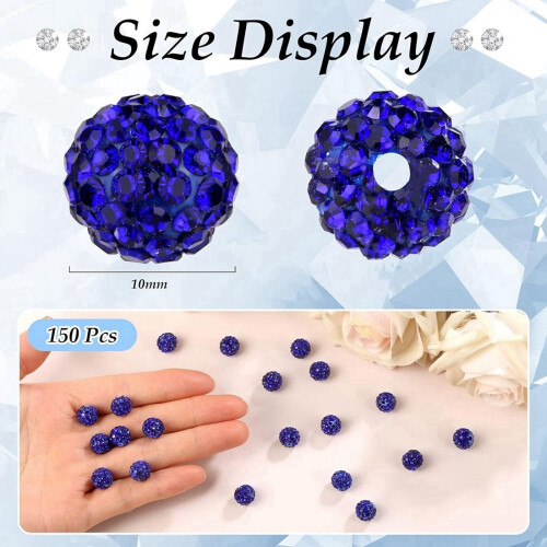 Rhinestone Beads Dark Blue 10mm 150 pcs 1