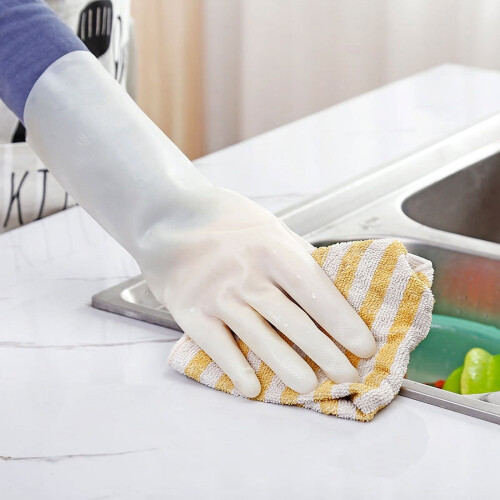 Roofei reusable dishwashing gloves white small 1