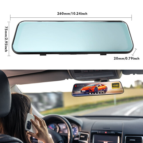 Rearview Mirror Backup Camera 10-inch 4K Dual Camera 2