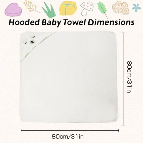 Kids' hooded bath towel white bear design 1