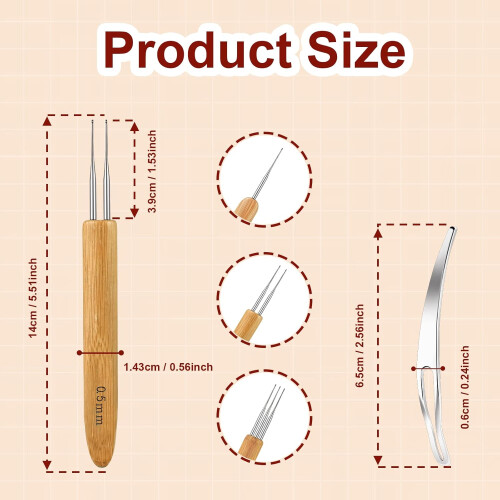 Dreadlock Crochet Hook Set 0.5mm – Single Double Triple 1