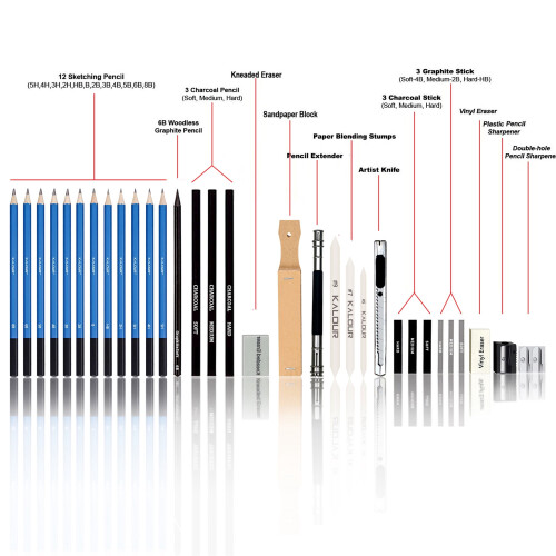 Sketch Pencil Set Professional 32 Pieces 2