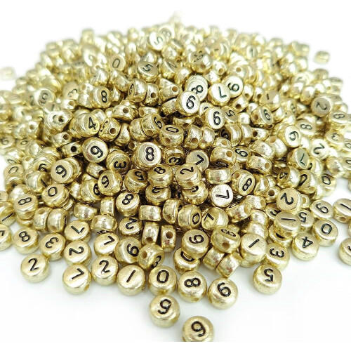 Acrylic Number Beads Old Gold 0-9 500 pcs 2