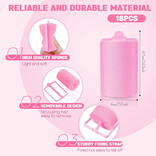 Foam Sponge Hair Rollers 1.6 Inch 18 Pcs 1