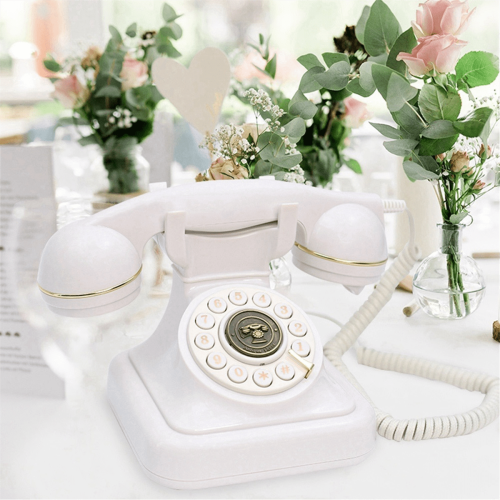 Vintage rotary landline telephone white wired 1