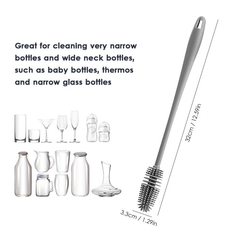 Milk Bottle Brush TPR Bristles Long Handle 1 Piece 2
