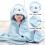 Kids' hooded bath towel green elephant design 4