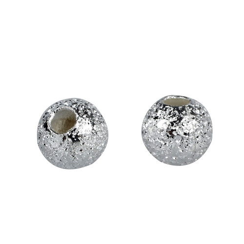 Silver Plated Sparkle Round Beads 4mm (50) 2