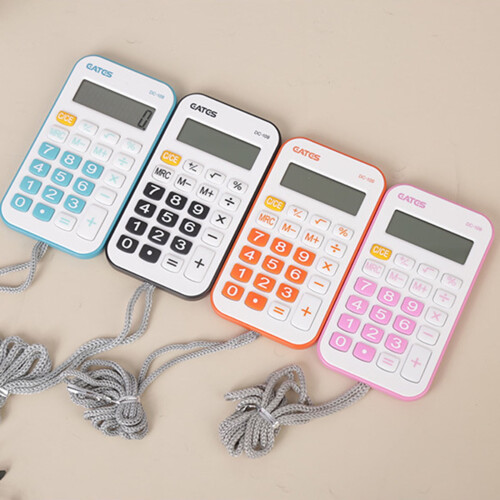 Basic 8-digit LCD calculator portable with lanyard 1