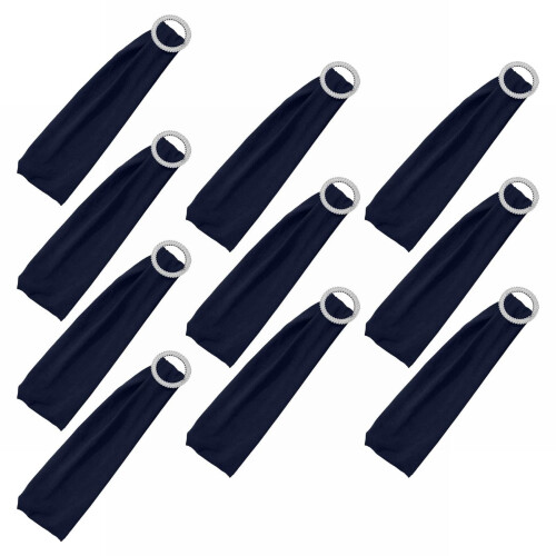 Floral Elastic Chair Back Covers Navy Blue 10pcs 1