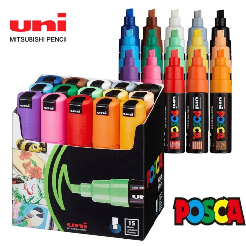 POSCA Paint Markers PC-8K Grey 8mm Broad Chisel Tip 1 Piece 1