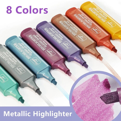 Metallic Highlighter Pen 8 Colors Silver 1