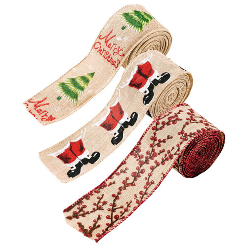 Christmas fabric ribbon snowflake plaid 25m 2