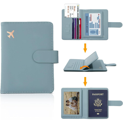 Passport Holder with RFID Blocking and Card Slots Moss Green 1