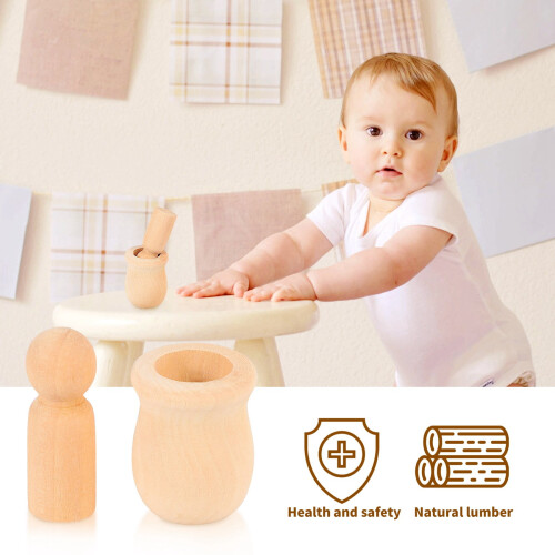 Wooden Peg People Nesting Set 10 Pieces 2