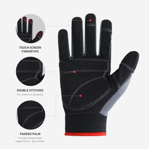 Work Gloves Unisex Utility Mechanic Touchscreen 1 Pair 2