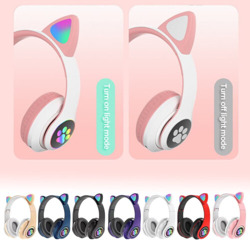 Wireless Cat Ear Headphones with Mic Black 1