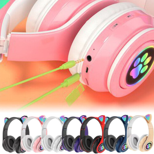 Wireless Cat Ear Headphones with Mic Black 2