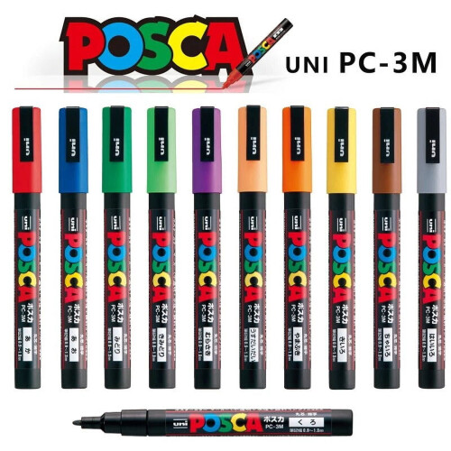 Posca Farbmarker PC-3M, feine Spitze, 0,9–1,3 mm, 24 Farben 2