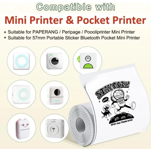 Thermal Printer Paper 57mm White Sticker 3 pcs 2