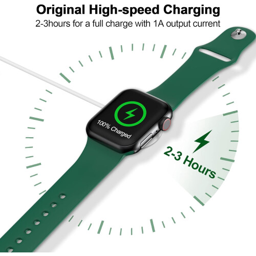 Cable magnético de carga rápida para Apple Watch (1 metro, blanco) 2