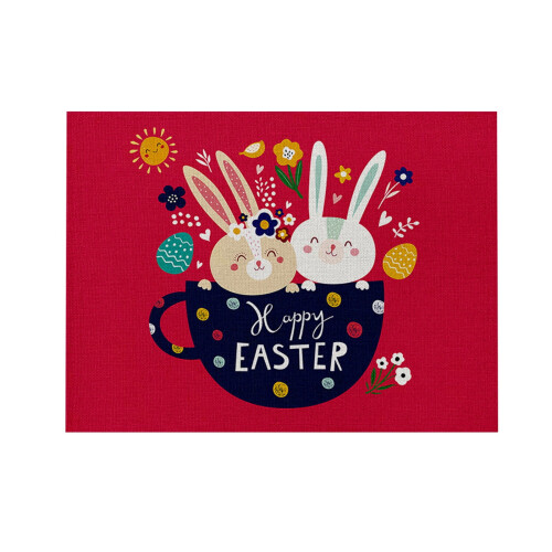 Easter placemat cotton linen waterproof 1 piece
