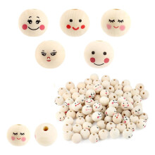 Wooden Beads with Face 20 mm 100 pcs
