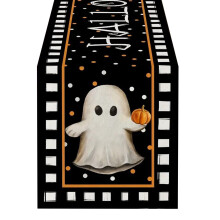 Pink Ghost Pumpkin Table Runner Halloween Decor 72x14 in