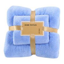 Blue extra large soft bath towel set 2 pieces