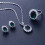 Set di collana, anello e orecchini in rame e zirconi verdi 6