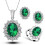 Set di collana, anello e orecchini in rame e zirconi verdi 8