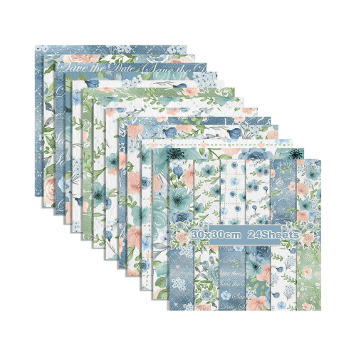 Aquarel bloemenkarton 12x12 inch 24 vellen 2
