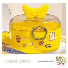 (yellow) Cartoon Cute Two-Layer Hair Accessories Organizer Box for Girls Cute Jewelry Storage Box