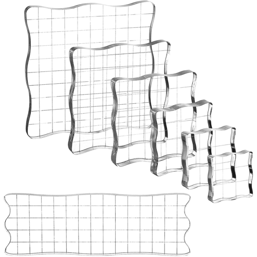Ensemble de 14 blocs de tampons en acrylique transparent avec grille 1