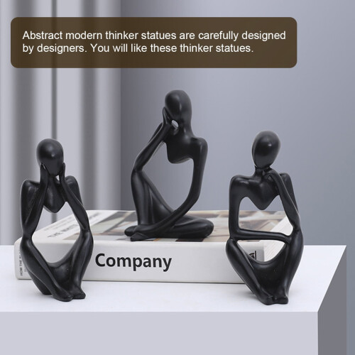 Thinker Statue Abstract Resin Sculpture Set of 3 2