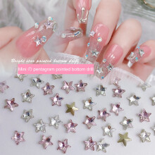 Pink Pentagram Nail Art Studs Faux Crystal 10pcs