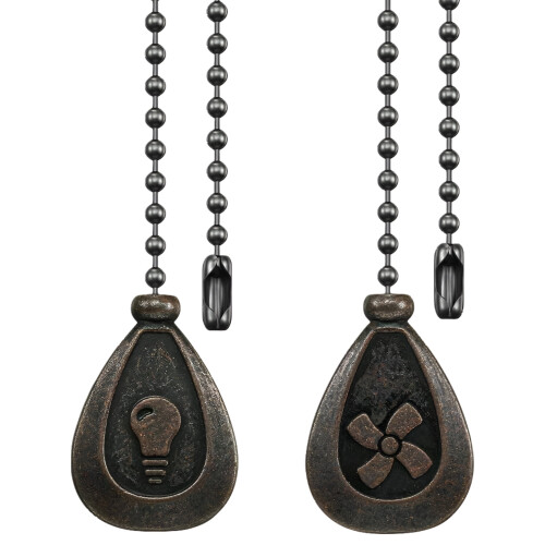 Bronze ceiling fan pull chain set 12 inch 2 pack