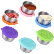 Stainless Sauce Cups with Silicone Lids 6PCS